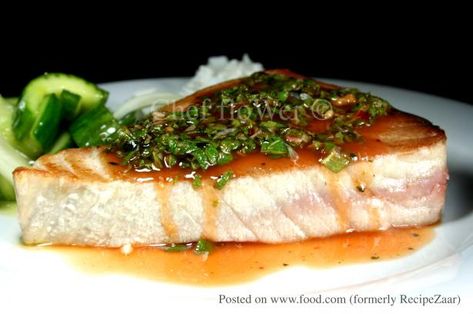 THAI CUISINE RECIPES | Tuna Swordfish Steaks With Thai Dressing Recipe - Food.com - 258664 Thai Dressing Recipe, Thai Cuisine Recipes, Thai Dressing, Dressing Food, Swordfish Steak, Fish Entrees, Swordfish Recipes, Tuna Steaks, Primal Recipes