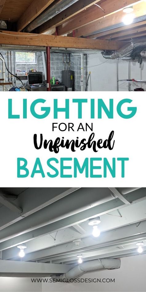 Unfinished Basement Laundry, Unfinished Basement Ceiling, Cheap Basement Remodel, Basement Craft Rooms, Basement Decoration, Basement Room, Basement Lighting, Dream Basement, Basement Remodel Diy