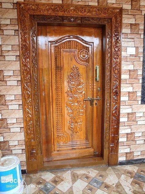 Teakwood Door Designs, Single Main Door Designs, Main Door Design Photos, Romantic Bedroom Design, Modern Window Design, Door And Window Design, House Front Door Design, House Window Design, Front Wall Design