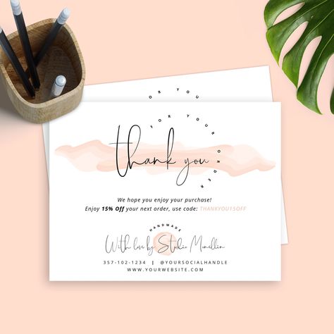 Stationary Inspiration, Order Cards, Small Business Cards, Card Templates Printable, Thank You Card Design, Purchase Card, Printable Thank You Cards, Business Thank You Cards, Thanks Card