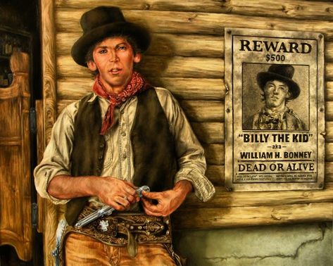 Wanted Dead or Alive Billy The Kid Wallpaper, William H Bonney, Western Gunslinger Art, Wild West Outlaws, Comic Book Layout, Billy The Kid, Western Artwork, Building Images, Billy The Kids