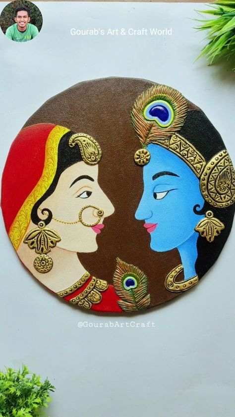 Krishna Clay Art, Clay Mural Painting, Painted Mirror Art, Mandala Art Therapy, Clay Wall Art, Art And Craft Videos, Art Decor Diy, Handmade Wall Art, Small Canvas Art