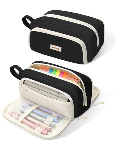 Black School Supplies, Pencil Case Aesthetic, School Supply Box, Cute Pencil Pouches, School Wishlist, School Pouch, Stylish Pens, School Pencil Case, Cute Pencil Case