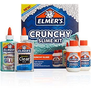 Amazon.com: Elmer’s Crunchy Slime Kit | Slime Supplies Include Metallic Liquid Glue, Clear Liquid Glue, Crunchy Magical Liquid Slime Activator, 4 Count : Toys & Games Slime With Elmers Glue, Slime Activator, Metallic Slime, Slime Kits, Slime Supplies, Crunchy Slime, Galaxy Slime, Slime No Glue, Metallic Liquid