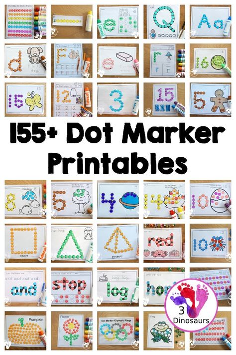 155+ Dot Marker Printables & Activities! – 3 Dinosaurs Dot Marker Printables Free, Dot Marker Printables, Dot Marker Activities, 3 Dinosaurs, Dot Letters, Marker Crafts, Fine Motor Activities For Kids, Kids Printables, Homeschool Board