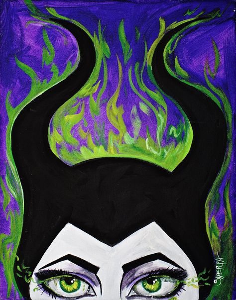 Maleficent Sleeping Beauty, Disney Canvas Paintings, Halloween Canvas Paintings, Halloween Canvas Art, The Art Sherpa, Disney Canvas Art, Disney Canvas, Disney Paintings, Minimal Painting