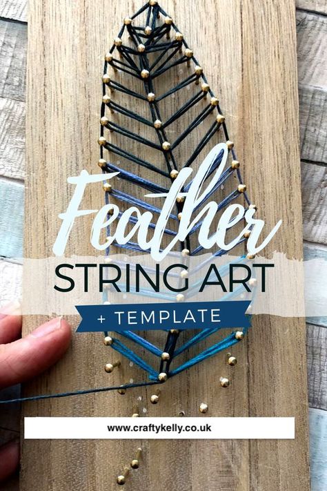 Feather String Art Pattern, Feather String Art, String Art Patterns Templates, String Art Patterns Free, String Art Template, Feather Template, Printable String Art Patterns, String Art Templates, String Art Tutorials