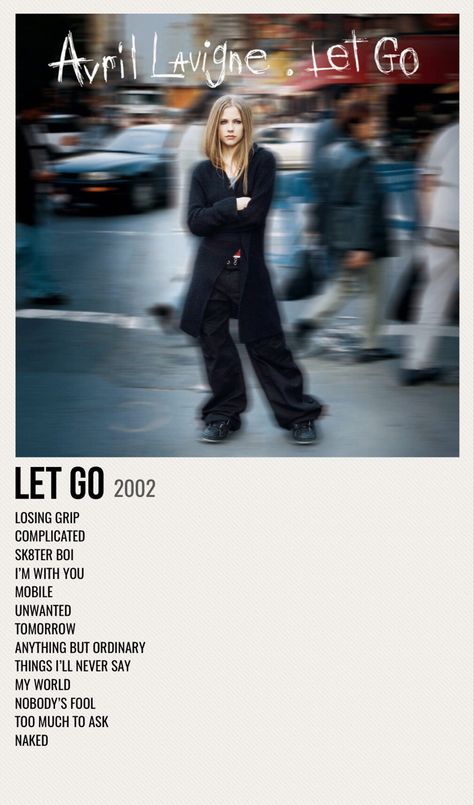 Avril Lavigne Let Go, Pin Wall, Minimal Poster, Music Album Covers, Avril Lavigne, Music Album, Let Go, Just Me, The Fool