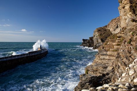 Portreath Harbour entrance Narrow Entrance, British Coastline, Storm Watching, Cornwall Coast, Mining Industry, North Cornwall, St Agnes, West Cornwall, Truro