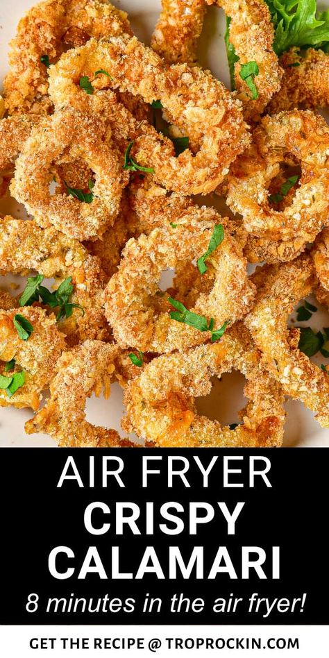 Air Fryer Calamari Rings, Air Fried Calamari Recipes, Air Fried Calamari, Calamari Recipes Air Fryer, Air Fryer Calamari Recipe, Airfryer Calamari, Calamari In Air Fryer, Calamari Air Fryer, Air Fryer Calamari