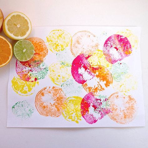 Best Indoor Activities For Kids | POPSUGAR Family Fruit Crafts, Hantverk Diy, Preschool Art Projects, Summer Preschool, Preschool Art Activities, Toddler Art, Fruit Print, Preschool Art, Summer Crafts