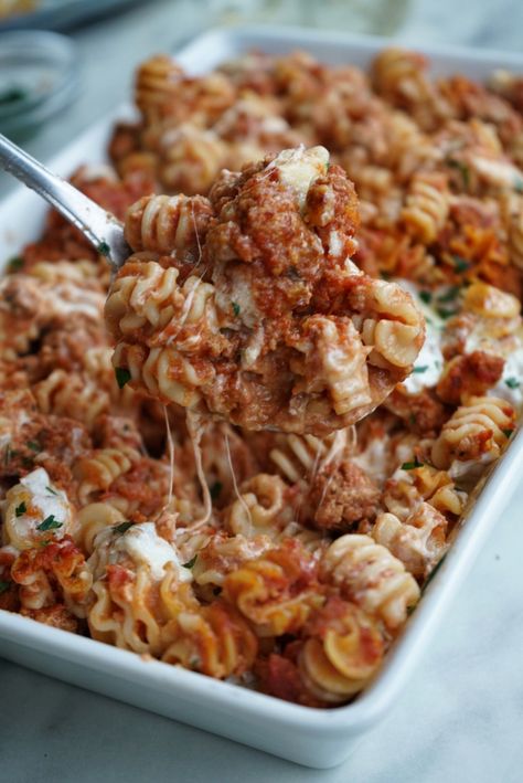 Ground Veal, Meatball Pasta Bake, Brown Egg, Italian Parsley, Mini Meatballs, Evening Dinner, Garlic Clove, Parmigiano Reggiano, Pasta Bake