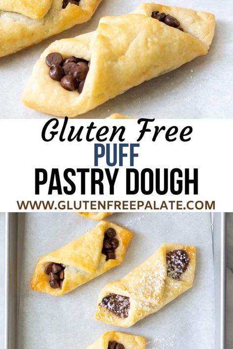 A simple recipe for a buttery, flaky, gluten free puff pastry that uses only a handful on ingredients. This gluten free puff pastry recipe is perfect for sweet and savory pastries and I show you how to make it perfect every time. Gf Philo Dough, Gf Pastry, Savory Pastries, Gluten Free Puff Pastry, Gluten Free Pastry, Pain Sans Gluten, Gf Baking, Puff Pastry Dough, Sans Gluten Sans Lactose