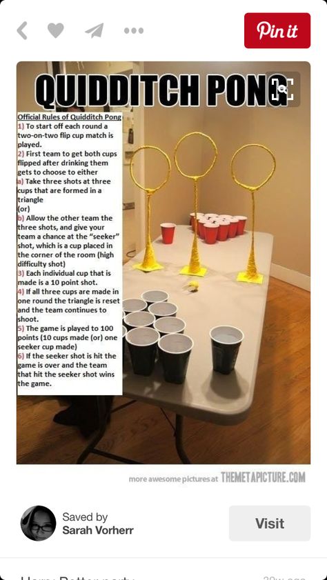 Quidditch Pong, Harry Potter Adult Party, Harry Potter Motto Party, Harry Potter Party Games, Birthday Games For Adults, Cumpleaños Harry Potter, Drinking Games For Parties, Anniversaire Diy, Harry Potter Theme Party