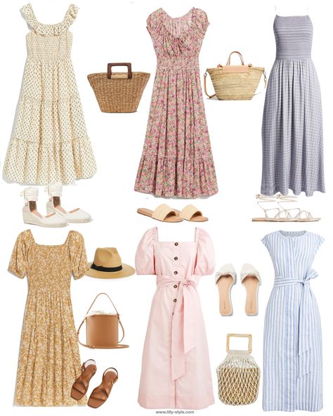 Summer Modest Dresses, Dresses And Sandals, Affordable Summer Dresses, Summer Outfit Ideas For Women, Modest Spring Outfits, Elegant Fashion Outfits, Office Clothes, Pretty Summer Dresses, Cute Modest Outfits