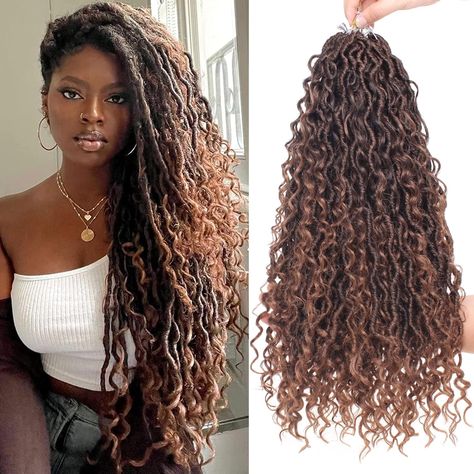 Bohemian Faux Locs, Braids With Curly Hair, Bohemian Goddess Locs, Wavy Crochet, Bohemian Locs, Faux Locs Crochet, Braided Hairstyles For Black Women Cornrows, Locs Crochet, Goddess Hairstyles