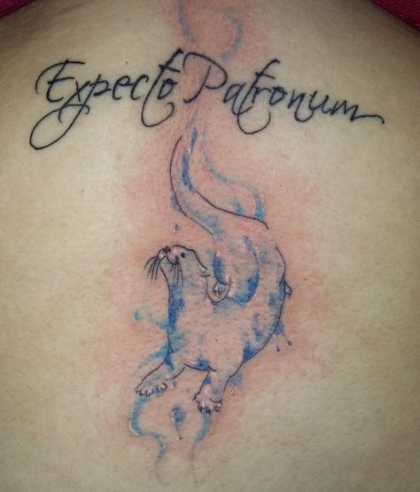 My Harry Potter patronus tattoo   I'd have to design an oryx Otter Patronus Tattoo, Harry Potter Patronus Tattoo, Otter Tattoos, Otter Patronus, Expecto Patronum Tattoo, Patronus Tattoo, Harry Potter Tattoo Sleeve, Tattoo Harry Potter, Alligator Tattoo