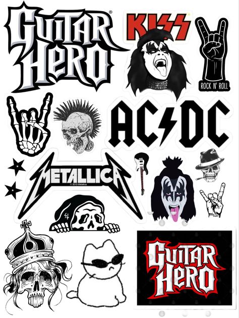 Rockstar Aesthetic Stickers, Guitar Stickers Ideas, Stickers Rock, Music Birthday Party, Logos Retro, Guitar Stickers, Vintage Instagram, Sketchbook Cover, Birthday Gifts For Boyfriend Diy