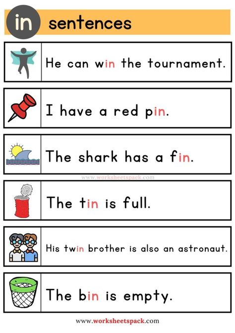 Free In Word Family Sentences - Printable and Online Worksheets Pack Phonics Reading Activities, English Conversation For Kids, Phonics Reading Passages, Phonics Worksheets Free, Word Family Activities, Teaching Reading Comprehension, Sight Word Sentences, Guided Reading Kindergarten, Cvc Words Kindergarten