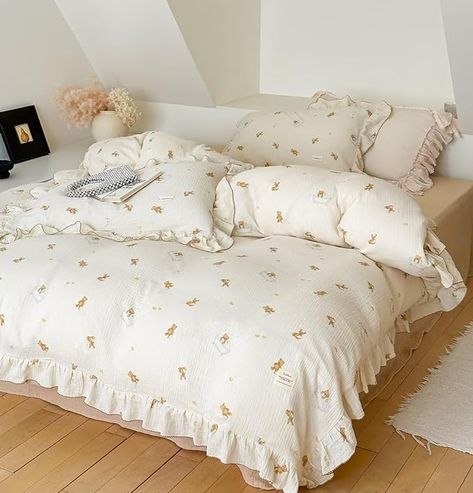 Amazon.com: BuLuTu Kids Duvet Cover Soft 2-Layer Cotton Muslin Floral Duvet Cover Beige Comforter Cover Bedding Duvet Protector, 59"x79", Camellia Print (Pillowcases Not Included) : Home & Kitchen Toddler Duvet Cover, Toddler Comforter, Beige Comforter, Baby Duvet, Ruffle Duvet Cover, Kids Duvet, 100 Cotton Duvet Covers, Kids Duvet Cover, Toddler Quilt