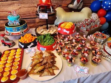 Food table for Paw Patrol / Marshall/ Firefighter party Paw Patrol Marshall, Firefighter Party, Marshall Paw Patrol, Patrol Party, Paw Patrol Party, Food Table, Paw Patrol, Firefighter, Fruit