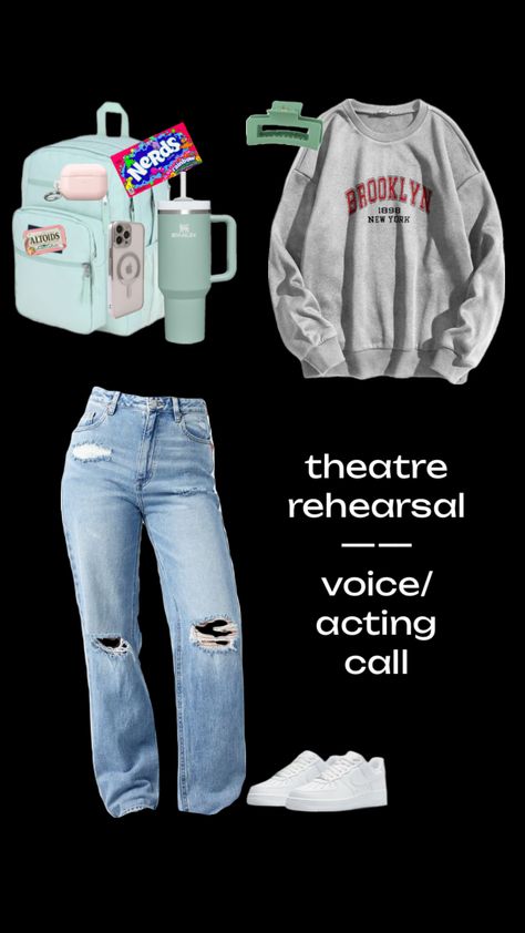 rehearsal 🎭 #theatre #broadway #theatrekid #rehearsal #singing #acting #outfit #comfy Theatre Rehearsal Outfit, Rehearsal Outfits Theatre, Rehearsal Theatre, Rehearsal Outfit, Theatre Rehearsals, Voice Acting, Theatre Kid, Performance Art, Broadway