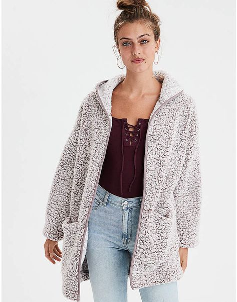 Aeo AE Fuzzy Teddy Sherpa Cardigan Sherpa Cardigan, High Waist Jeggings, American Eagle Outfits, Material Girl, Winter Jackets Women, Material Girls, Ladies Dress Design, Dream Clothes, Beautiful Outfits