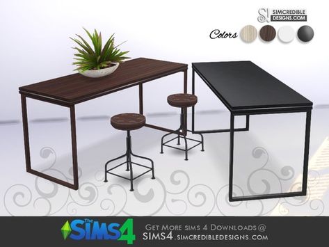 SIMcredible!'s Come cozy high table Sims 4 Cc High Table, Luxurious Dining Table, Cafeteria Table, Sims Inspiration, Sims 4 Kitchen, High Dining Table, Mod Furniture, Luxury Dining Table, Kitchen Island Table