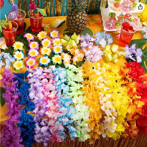 JOYIN Toy 36 Counts Hawaiian Leis Bulk, Tropical Flower Lei Hawaiian Lei Beach Hawaii Luau Party Favors Decoration Birthday Party Supplies(3 Dozen) Tropical Aesthetic Party, Hawaiian Party Decorations For Adults, Beach Birthday Party For Adults, 21st Aesthetic, Hawaiian Birthday Party Ideas, Margaritaville Party, Luau Dance, Luau Party Favors, Hawaii Themed Party