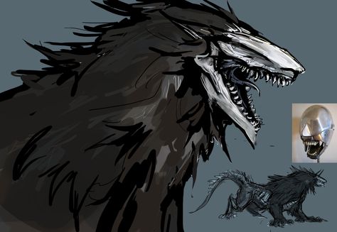 Plauge Doctor Monster, Alien Wolf Concept Art, Masked Creature Art, Mutant Animal Concept Art, Dragon Character Sheet, Wolf Creature Design, Drake Creature, Monster Transformation Art, Monster Design Ideas