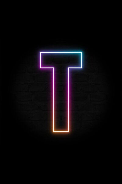 A neon line letter art design consisting of a multicolor glow to create a cool outrun retrowave atmosphere. This awesome, cyber, retro synthwave monogram displays the letter T in a bold font. T Words Letter, T Wallpaper Letter, T Font, T Alphabet, Pink Neon Wallpaper, Retro Synthwave, Black Skulls Wallpaper, T Letter, Neon Letters