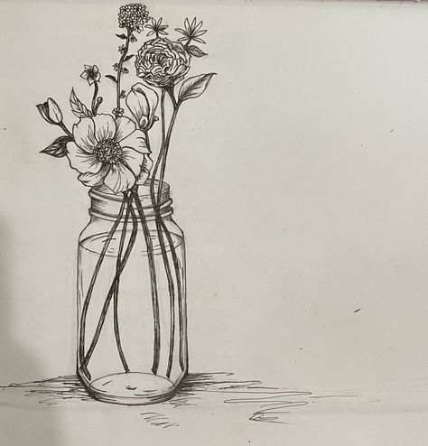 Jar With Flowers Drawing, Aesthetic Sketches Flowers, Mason Jar Tattoo Flowers, Mason Jar Tattoo, Wine Bottle Flowers, Herbal Logo, Bottle Tattoo, Bottle Drawing, Small Flower Tattoos