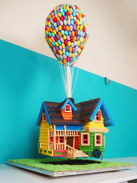 Gingerbread House Hit By Tornado, Up Themed Gingerbread House, Home Alone Gingerbread House Ideas, Up Gingerbread House Ideas, Gingerbread House Disney Theme, Gingerbread Up House, Up House Gingerbread, Spongebob Gingerbread House, Movie Themed Gingerbread House Ideas