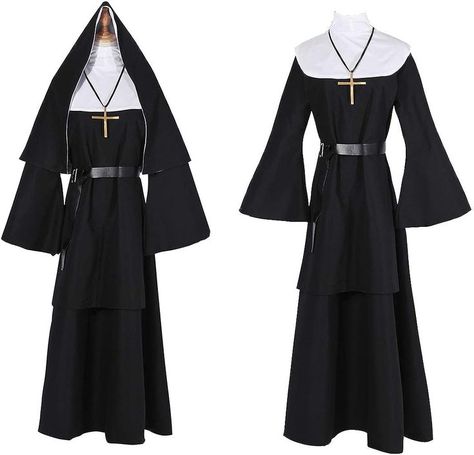 Perfect Halloween costume, scared a ton of people. This costume was the scariest and people will wowed by it at Halloween party The Nun Costume, Priest Halloween Costume, Priest Halloween, Scary Nun, Priestess Costume, Priestess Dress, Nun Halloween Costume, Nun Halloween, Nun Outfit