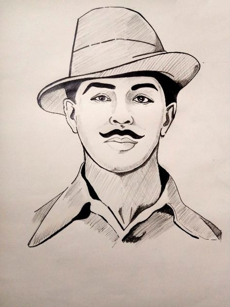 Bhagat Singh Sketch, Cool Dragon Drawings, Independence Day Drawing, Marvel Art Drawings, King Drawing, Anime Face Drawing, Pencil Sketches Easy, Lion King Drawings, Pencil Drawing Images