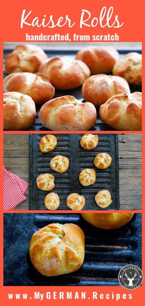 German Kaiser Rolls, handcrafted ⋆ My German Recipes German Rolls, German Cuisine Recipes, Best Dinner Roll Recipe, 70 Anniversary, Dinner Roll Recipe, German Bakery, Food Authentic, German Food Authentic, German Cooking