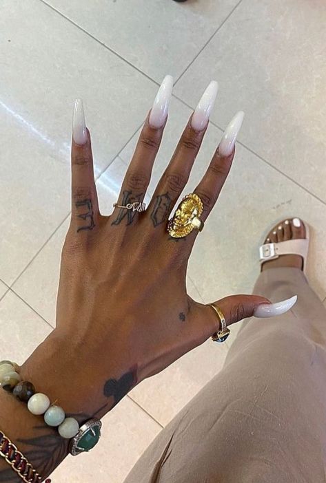 Clear White Nails, Nails Rings, Ballerina Acrylic Nails, Chic Nail Designs, August Nails, Graduation Nails, Drip Nails, Claw Nails, White Acrylic Nails