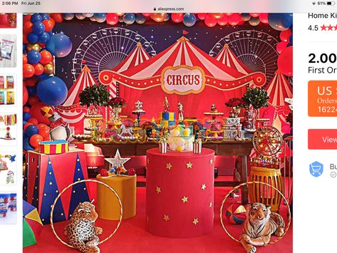 Circus Theme 1st Birthday, Carnival Circus Theme Party, Circus Theme Decorations, Dumbo Birthday, Circus Gifts, Carnival Birthday Invitations, Carnival Baby Showers, Circus 1st Birthdays, Carnival Party Decorations