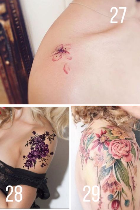 Blooming Shoulder Flower Tattoo Ideas - tattooglee Women Shoulder Tattoo Ideas Unique, Shoulder Blade Tattoos For Women, Shoulder Flower Tattoo, Chest Tattoo Designs Female, Pansy Tattoo, Chest Tattoo Drawings, Women's Shoulder Tattoo, Butterfly With Flowers Tattoo, Flower Shoulder Tattoo