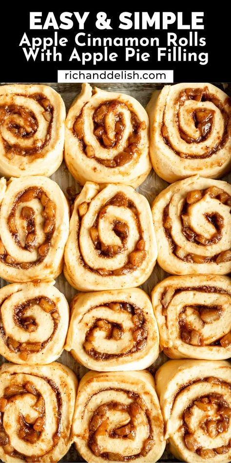 Apple Cinnamon Sweet Rolls, Cinnamon Rolls Homemade Apple, Cinnamon Roll With Apple Filling, Applepie Cinnamon Rolls, Apple Cinnamon Cinnamon Rolls, Apple Cinnamon Bagel Recipe, Apple Recipes Using Apple Pie Filling, Apple Filling Cinnamon Rolls, Apple Cinnamon Roll Recipe