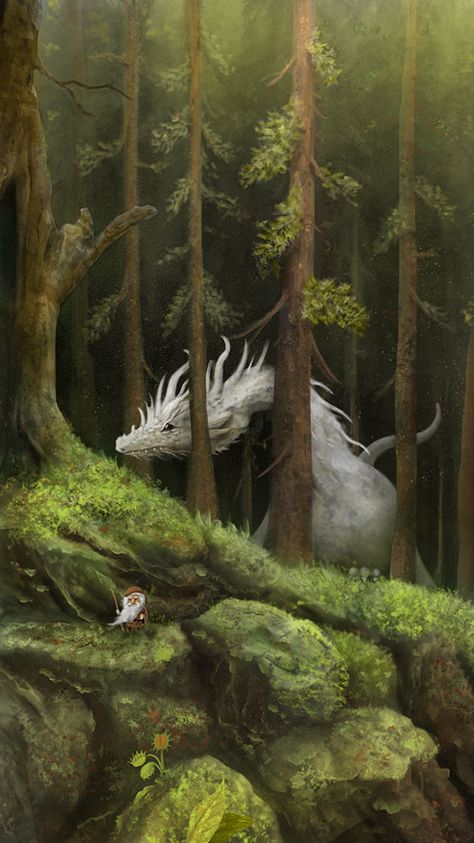 Forest scene - by Alexander Skachkov Fairytale Creatures, Legends And Myths, Warhammer 40k Art, Fantasy Forest, Forest Creatures, Mystical Art, Weird Creatures, Fantasy Dragon, Arte Fantasy