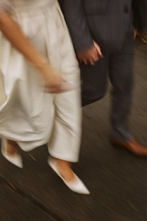 Motion Blur Couple Aesthetic, Person Walking Photography, Motion Blur Couple Photography, Family Walk Aesthetic, Getting Engaged Aesthetic, Street Photography Wedding, Subtle Engagement Photos, Walking Together Aesthetic, Wedding Street Photography