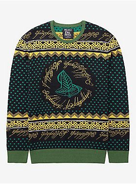 The Lord of the Rings Leaves of Lorien Holiday Sweater - BoxLunch Exclusive Leaves Of Lorien, The Fellowship Of The Ring, Matching Sweaters, Fellowship Of The Ring, Feminine Blouses, Wardrobe Update, The Lord Of The Rings, Lost Boys, Favorite Sweater