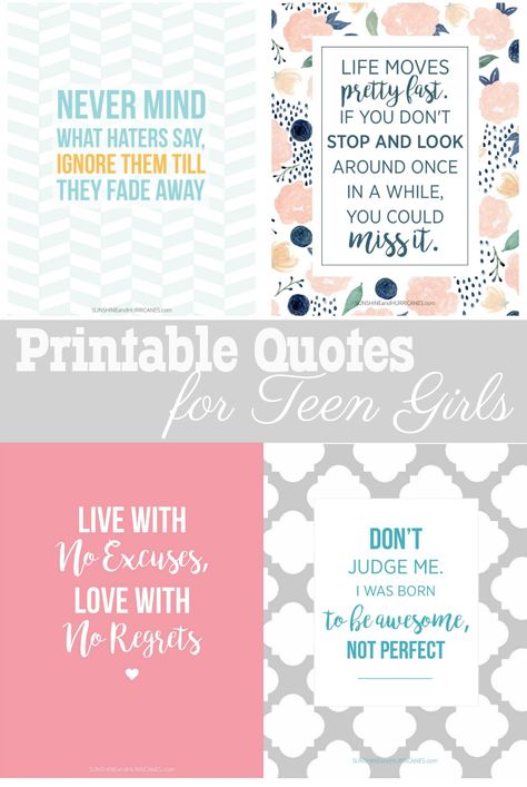 FREE Printable Quotes for Teen girls. Perfect for a teen girl bedroom, locker decor or even for dorm room decor. Quotes For Teens Girls, Bedroom Locker, Parenting Printables, Girls Room Sign, Free Printable Quotes, Bedroom Decor For Teen Girls, Teen Girl Room