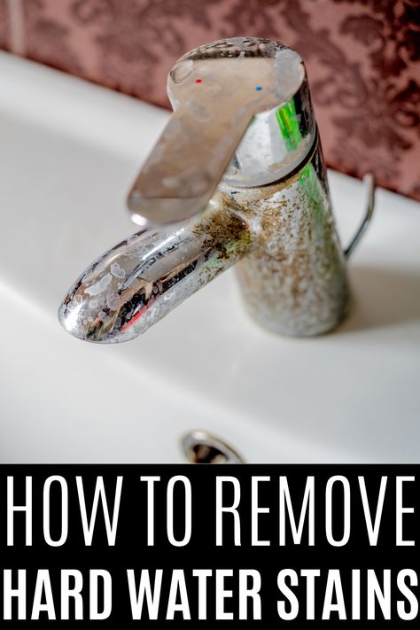 Learn how to remove hard water stains with simple methods using vinegar and baking soda. Effective cleaning tips for glass, sinks, and toilets. Hard Water Remover, Water Stain On Wood, Remove Yellow Stains, Remove Rust Stains, Vinegar And Baking Soda, Remove Water Stains, Hard Water Stain Remover, Easy Cleaning Hacks, Diy Cleaning Hacks