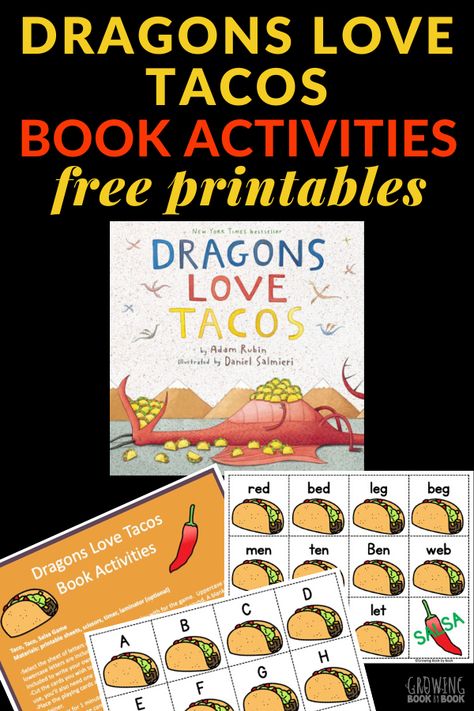 Dragons Love Tacos Activities, Taco Salsa, Book Themed Activities, Dragons Love Tacos, Taco Taco, Letter Identification, Cvc Word, Printable Game, Book Community