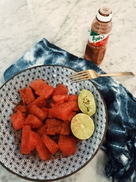 WATERMELON TAJIN SNACK Watermelon Tajin, Healthy Snack Recipe, Sivan Ayla, Mexican Spices, Summer Snacks, Sour Candy, Juicy Fruit, New Flavour, Healthy Snacks Recipes