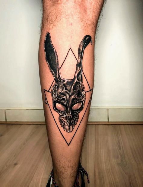 Donnie Darko Rabbit Tattoo, Frank The Rabbit Tattoo, Frank The Bunny Tattoo, Danny Darko Tattoo, Donnie Darko Tattoo Design, Frank Donnie Darko Tattoo, Donny Darko Tattoo, Donnie Darko Art, Donnie Darko Tattoo