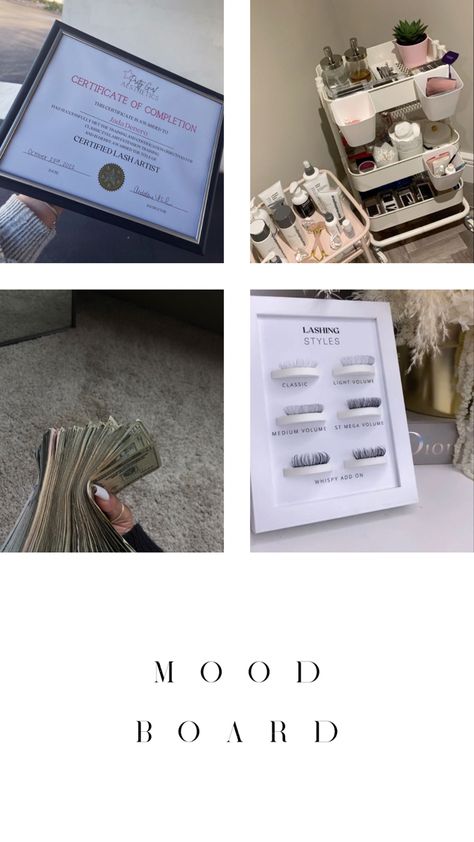 I made this mood board on Canva x Esthetician School Vision Board, Esthetician Vision Board Collage, Aesthetician Vision Board, Cosmetologist Vision Board, Vision Board Cosmetology, Beauty Therapist Aesthetic, Lash Tech Vision Board, Beauty School Aesthetic, Esthetician Mood Board