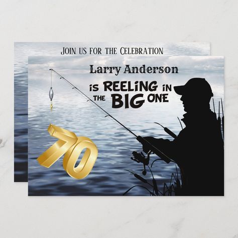 Big One Invitation, Reeling In The Big One, Funny Birthday Invitations, 90 Birthday, 80 Birthday, Adult Birthday Invitations, Fishing Birthday, The Big One, Birthday For Him